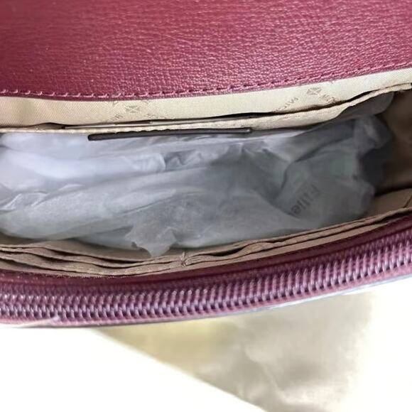 Michael Kors Rose 35F1GX0L2B Medium Flap Shldr Messenger Bag In Merlot - Picture 5 of 6